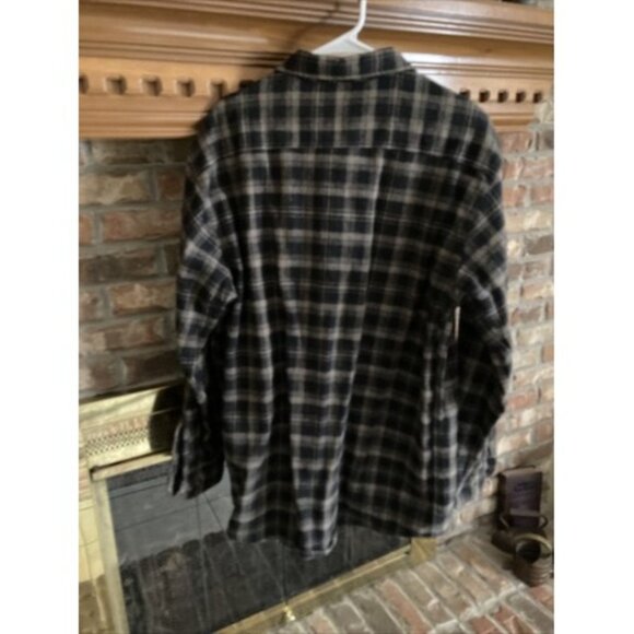 At John’s Bay Heavy Black & Brown Flannel Work Shirt Size Large 100% Cotton - Picture 3 of 5